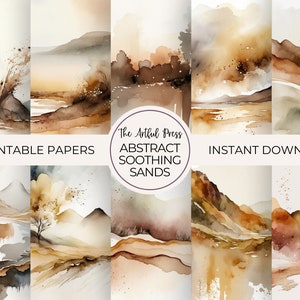 Abstract Neutral Watercolor Digital Paper Set, Dreamy Beige Backgrounds, Junk Journal Paper, Digital Scrapbooking Printable