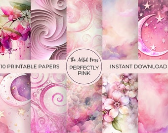 Pink Digital Paper, Set Of Backgrounds, Pink Textures, For Commercial Use
