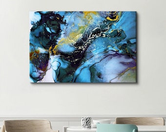 Blue Marble Texture Canvas Wall Art Abstract Marble Texture Wall Decor Luxury Marble Prints Pictures Living Room Artwork Home Decorations