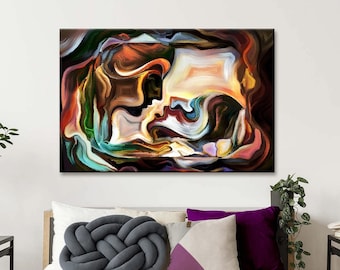 Colorful Abstract Canvas Wall Art for Bedroom Wall Decor, Modern Mid Century Print Poster Abstract Painting Watercolor Graffiti Artwork
