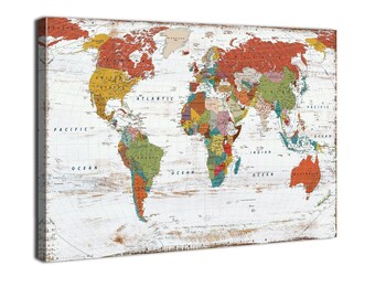 Large World Map Wall Art Office Living Room Decor Vintage Maps of the World Canvas Prints Antique Style World Map Decor