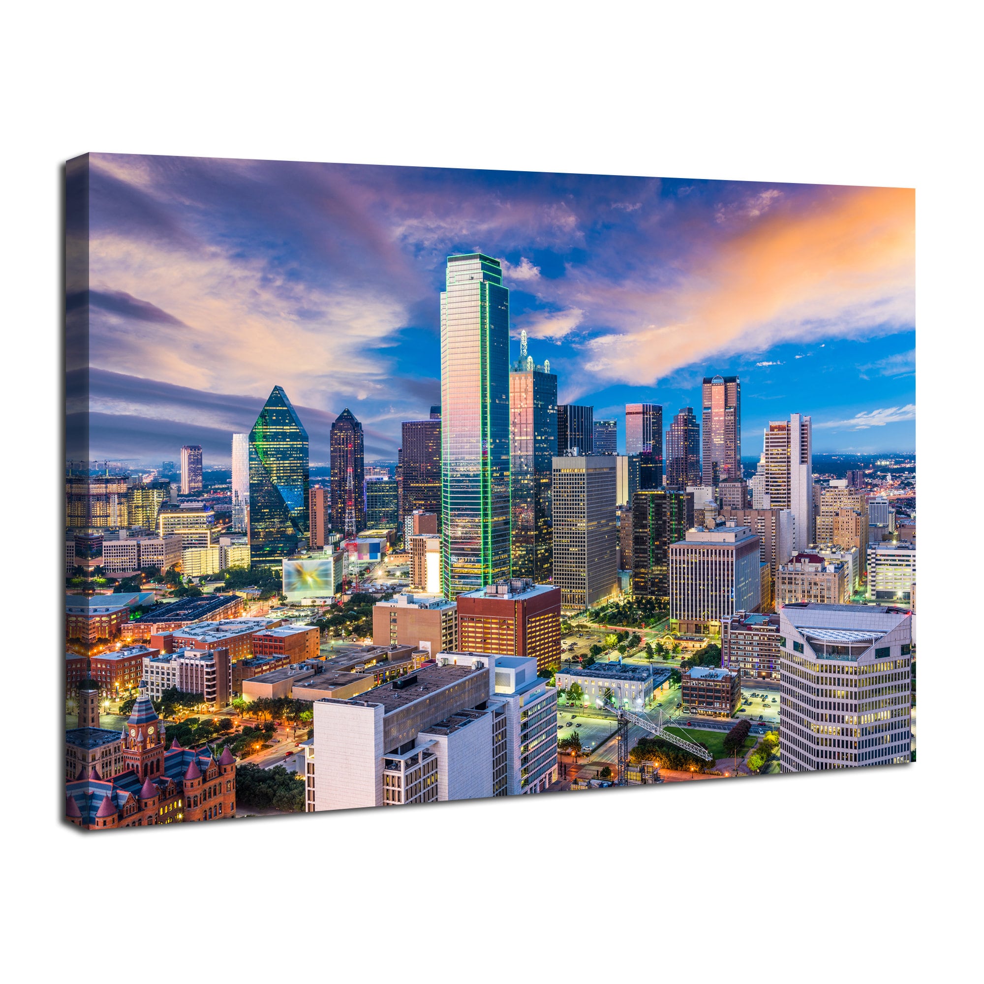 Dallas Skyline Canvas Wall Art Texas City Landscape Wall Decor Sunset ...