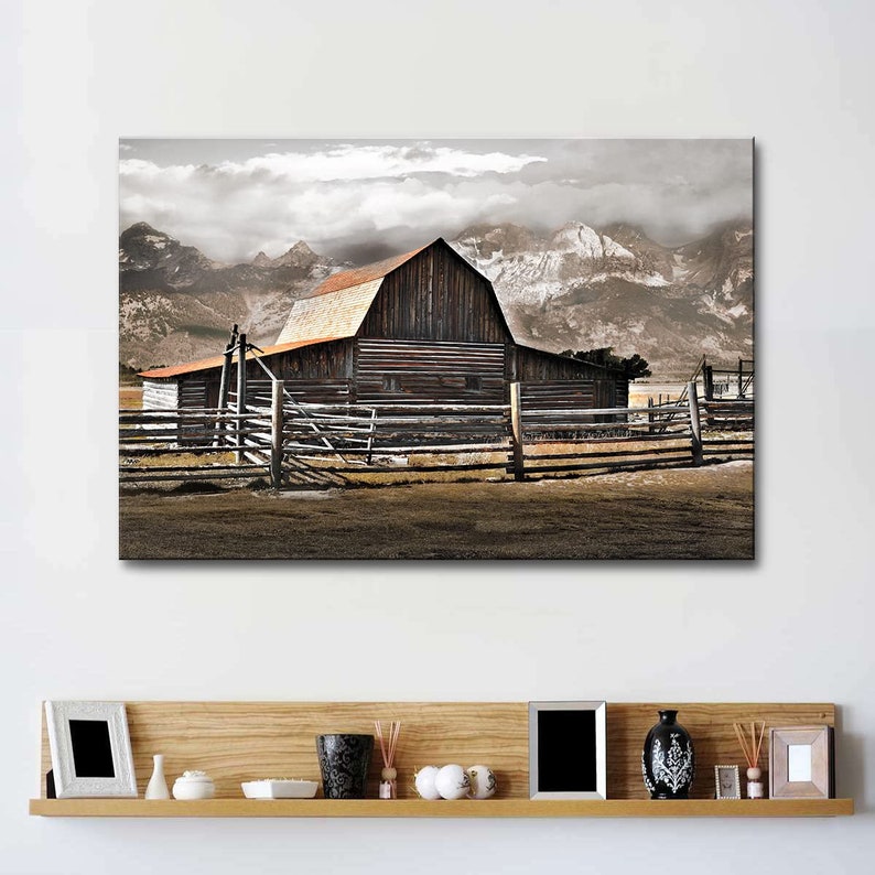 Barn Canvas Wall Art Barn Pictures Wall Decor Grand Teton Etsy