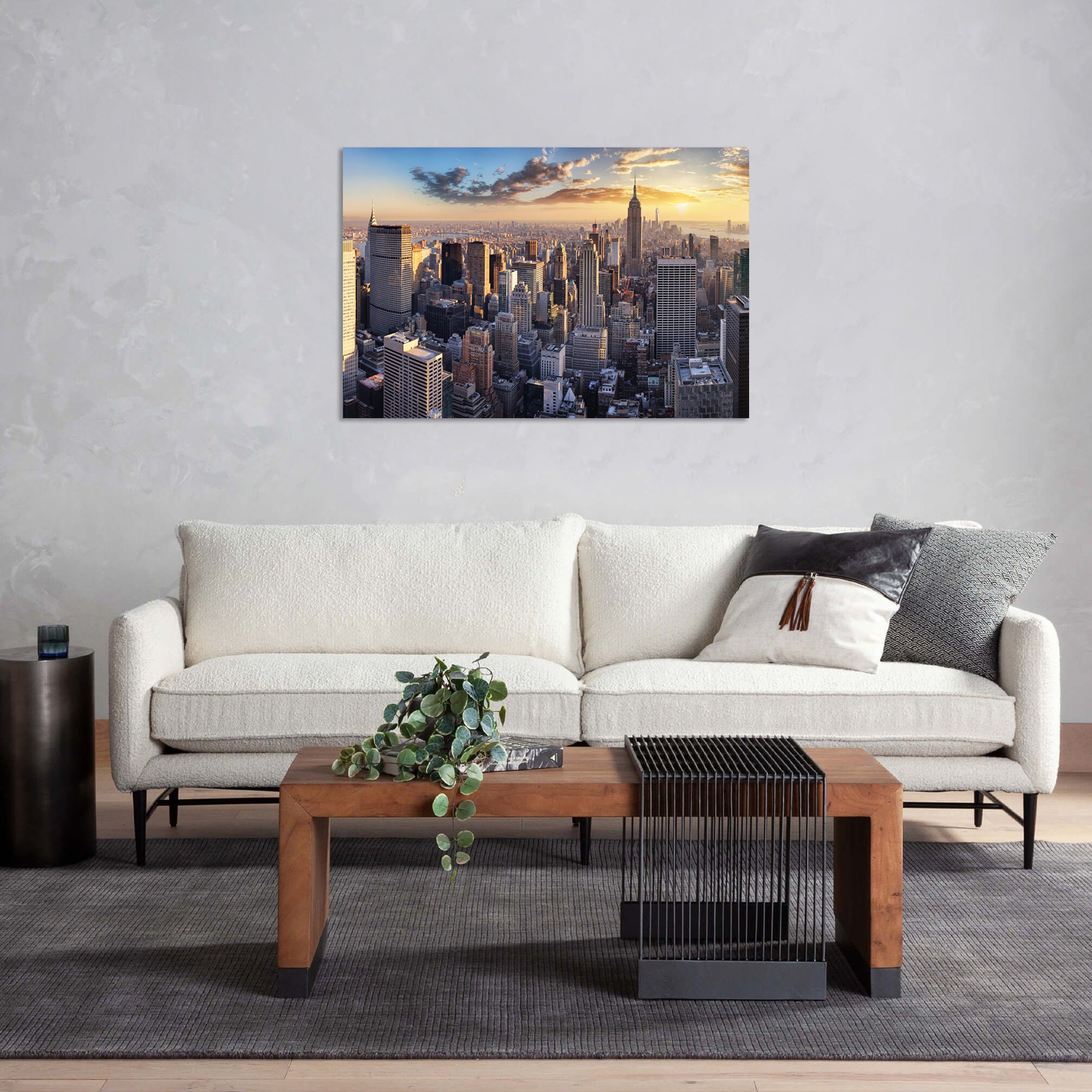 New York City Skyline Canvas Wall Art, Sunrise Cityscape Wall Decor ...