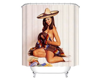 Retro pin-up Girls Shower Curtains Vintage pin-up Girls Themed Bathroom Decor Waterproof Polyester Fabric Shower Curtain