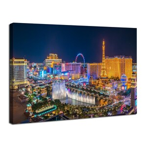 Las Vegas Skyline Wall Art Nevada Cityscape Canvas Prints City Skyscraper Las Vegas Strip Poster Night City Panoramic Pictures Home Decor