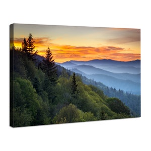 Montana Glacier National Park Wall Art Sunset Mountains Wall Decor Large Nature Foggy Forest Canvas Pictures for Living Room Bedroom Decor
