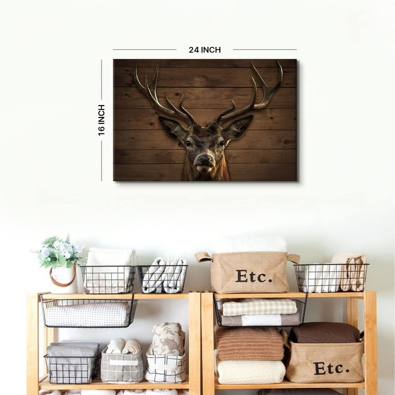 Rustic Deer Wall Art Decor, Elk Portrait Canvas Prints, Farmhouse ...
