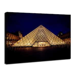 Louvre Museum Wall Art Louvre Pyramid at Night Canvas Prints Pictures Paris France City Landmark Poster Living Room Artwork Home Decorations