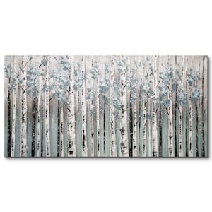 Hand Painted White Birch Tree Oil Painting on Canvas Original Textured Birch Tree Wall Art Abstract Birch Forest Painting Living Room Decor