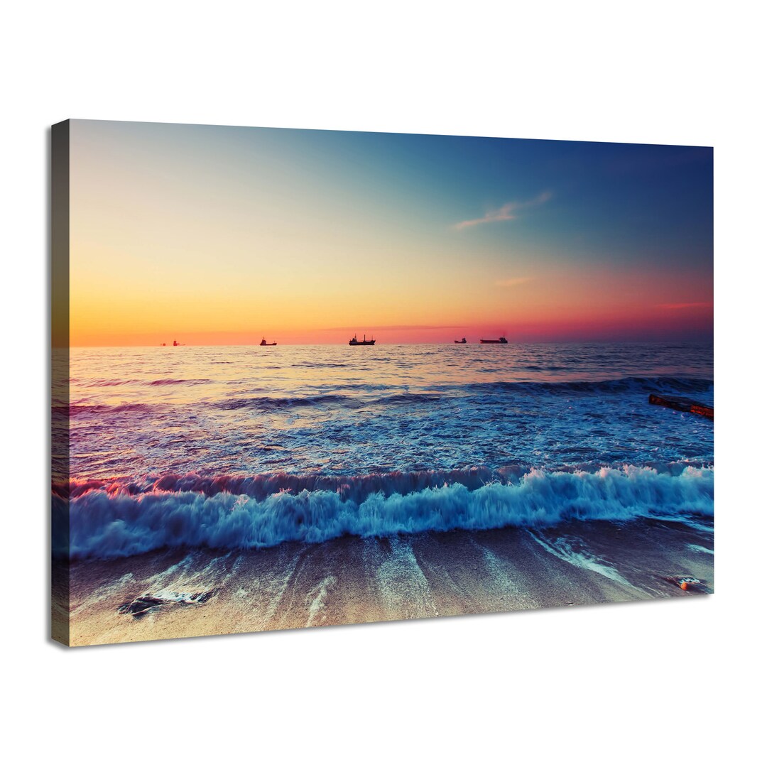 Beach Sunset Canvas Wall Art Ocean Wave Wall Decor Tropical Ocean ...
