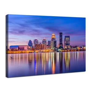 Louisville City Skyline Wall Art, Kentucky Cityscape Wall Decor Night City Landscape Canvas Poster Modern City Panoramic Artwork Home Decor