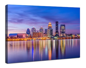 Louisville City Skyline Wall Art, Kentucky Cityscape Wall Decor Night City Landscape Canvas Poster Modern City Panoramic Artwork Home Decor