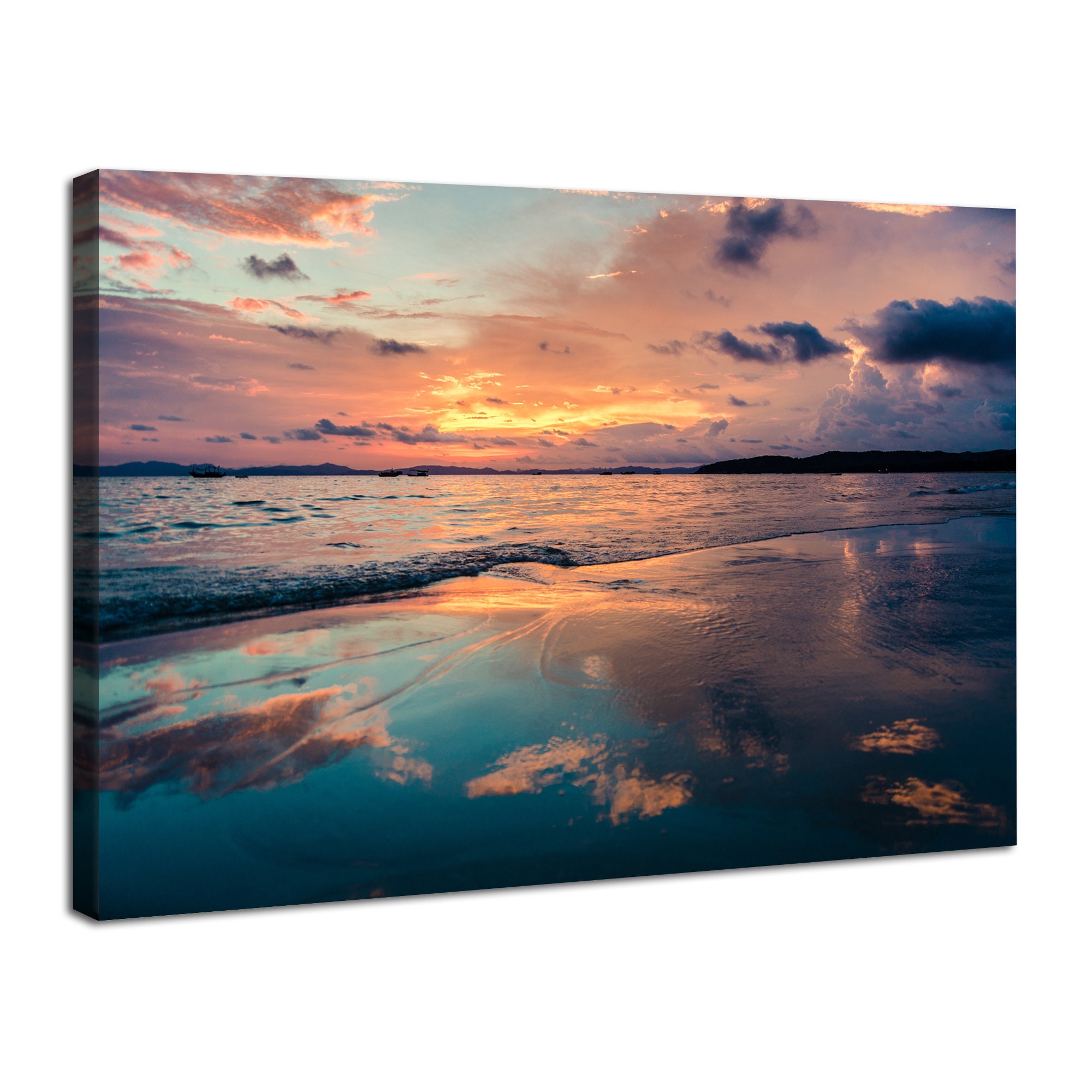 Ocean Beach Canvas Wall Art Sunset Beach Wall Decor Tropical Ocean ...