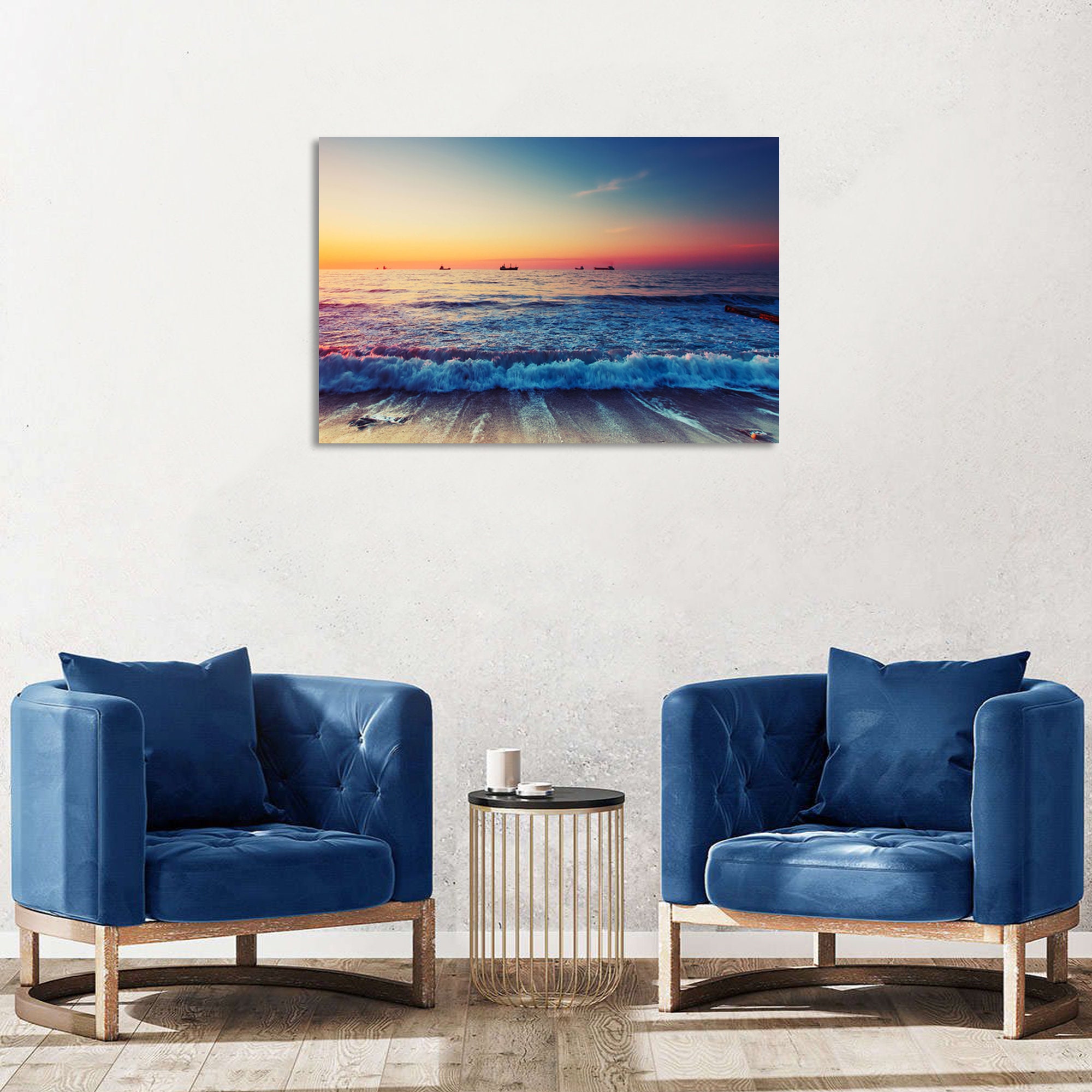 Beach Sunset Canvas Wall Art Ocean Wave Wall Decor Tropical Ocean ...