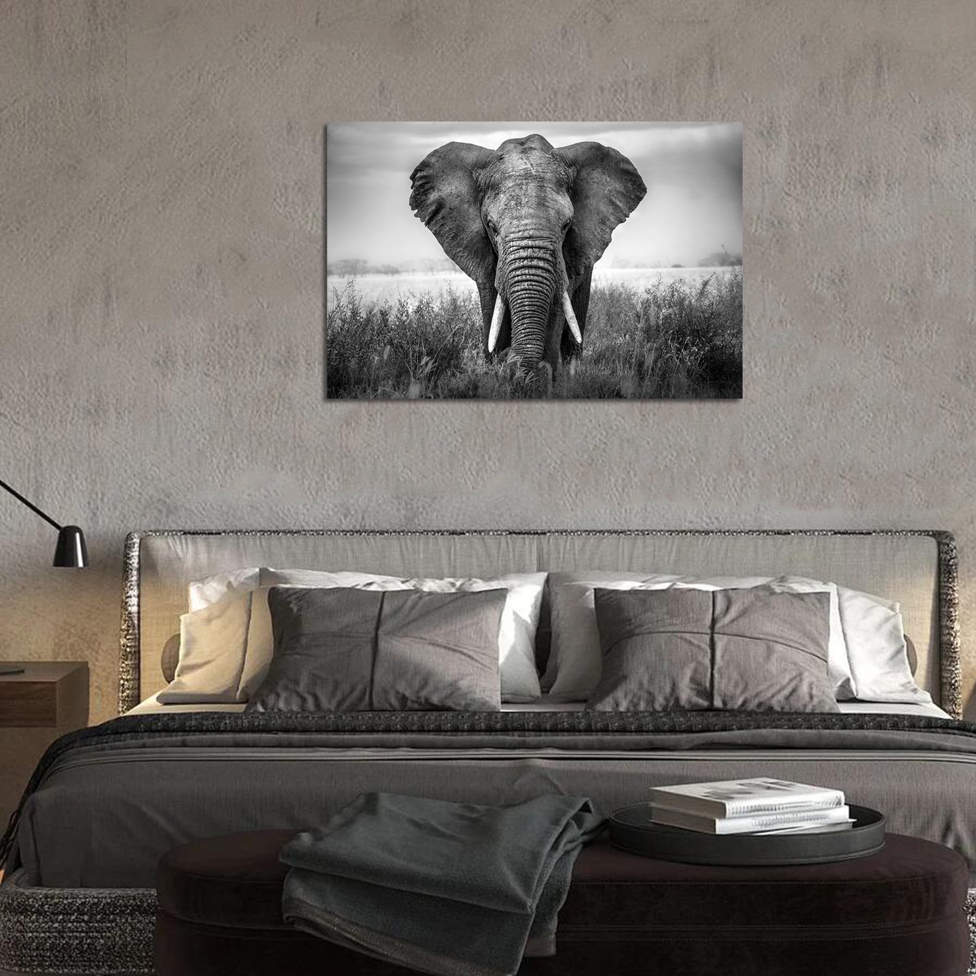 Elephant Canvas Wall Art Black and White African Elephant Prints ...