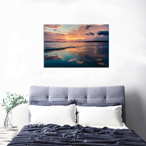 Ocean Beach Canvas Wall Art Sunset Beach Wall Decor Tropical Ocean ...