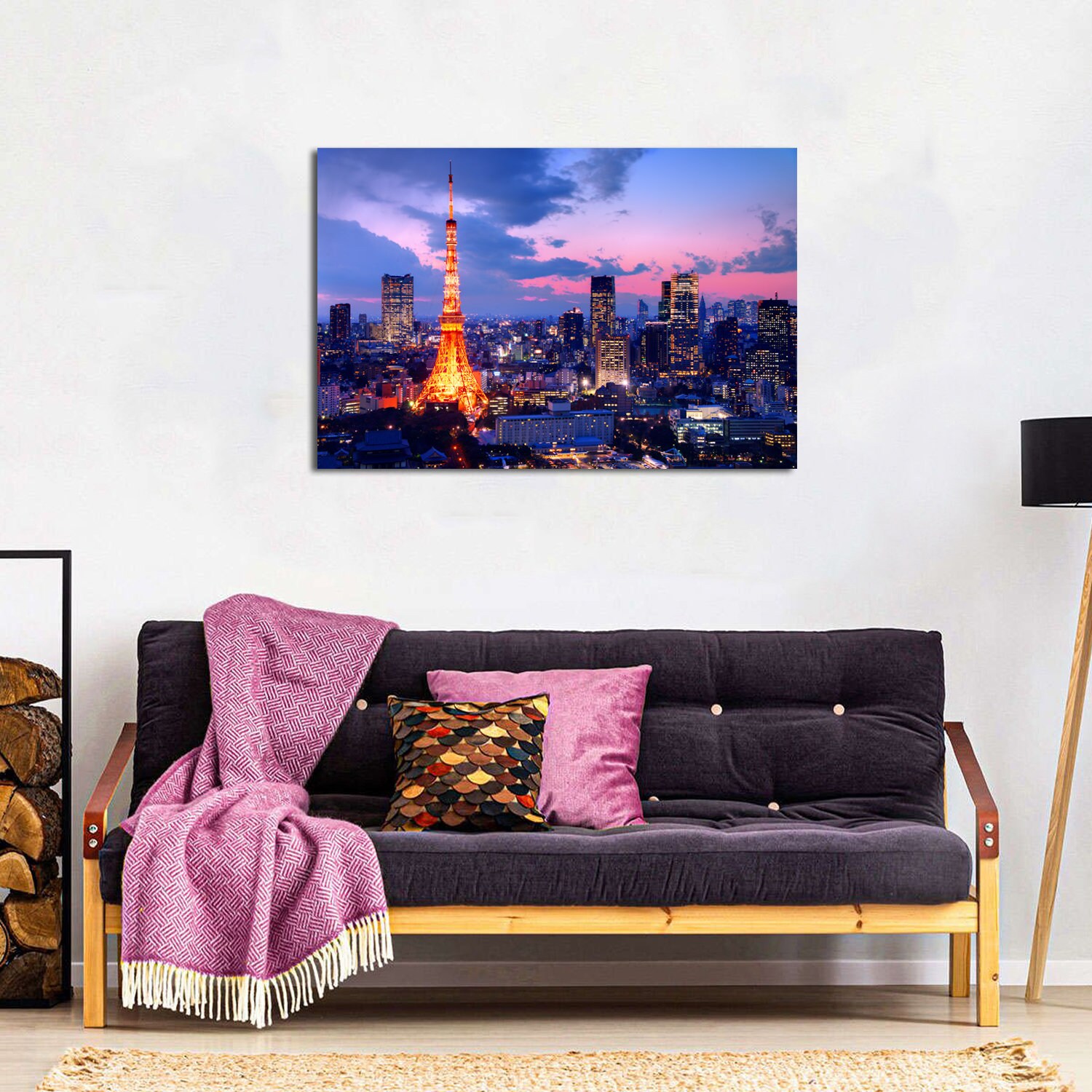 Japan City Skyline Canvas Wall Art Tokyo Tower Panoramic Landscape