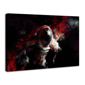 Abstract Astronaut Canvas Wall Art Red and White Spaceman Oil Painting Style Prints Outer Space Artwork Home Decoration