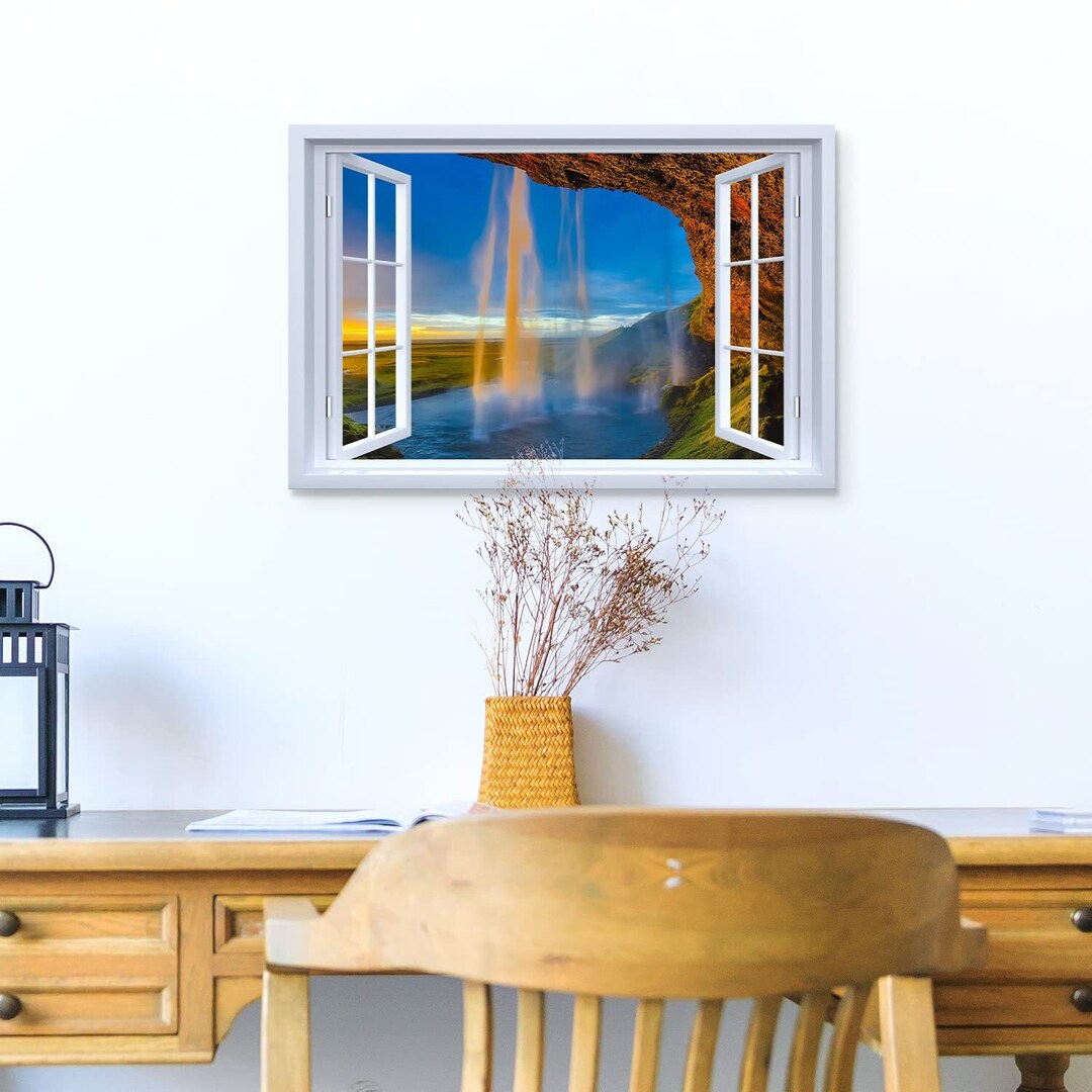 Nature Waterfall Wall Art Sunset Iceland Nature Canvas Print Picture ...