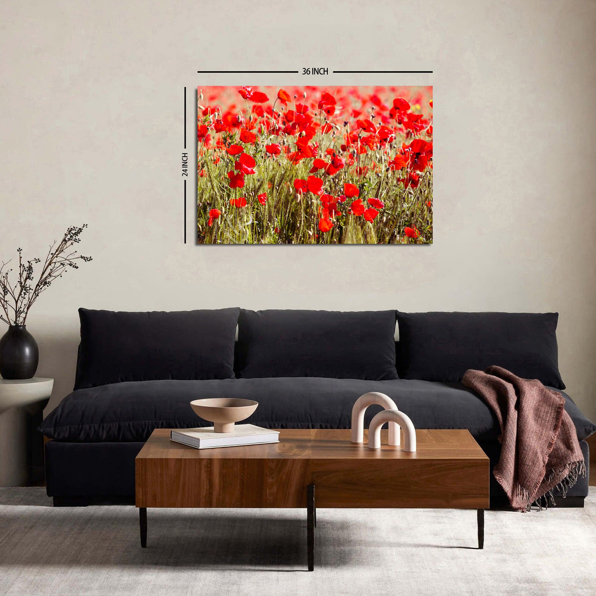 Red Poppies Flower Canvas Wall Art Poppy Flowers Field Prints Pictures ...