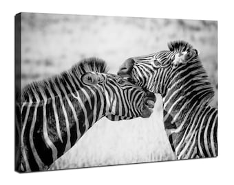 Zebras Canvas Wall Art African Wildlife Photography Wall Decor Black & White Striped Horses Poster Animal Artwork for Living Room Home Decor