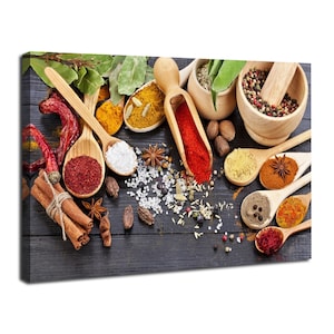 Kitchen Wall Art Colorful Spices Prints Pictures Dining Room Wall Decor Food Spices Poster for Restaurant Farmhouse Home Decoration