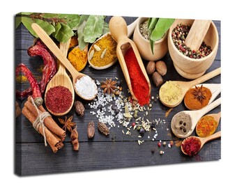 Kitchen Wall Art Colorful Spices Prints Pictures Dining Room Wall Decor Food Spices Poster for Restaurant Farmhouse Home Decoration