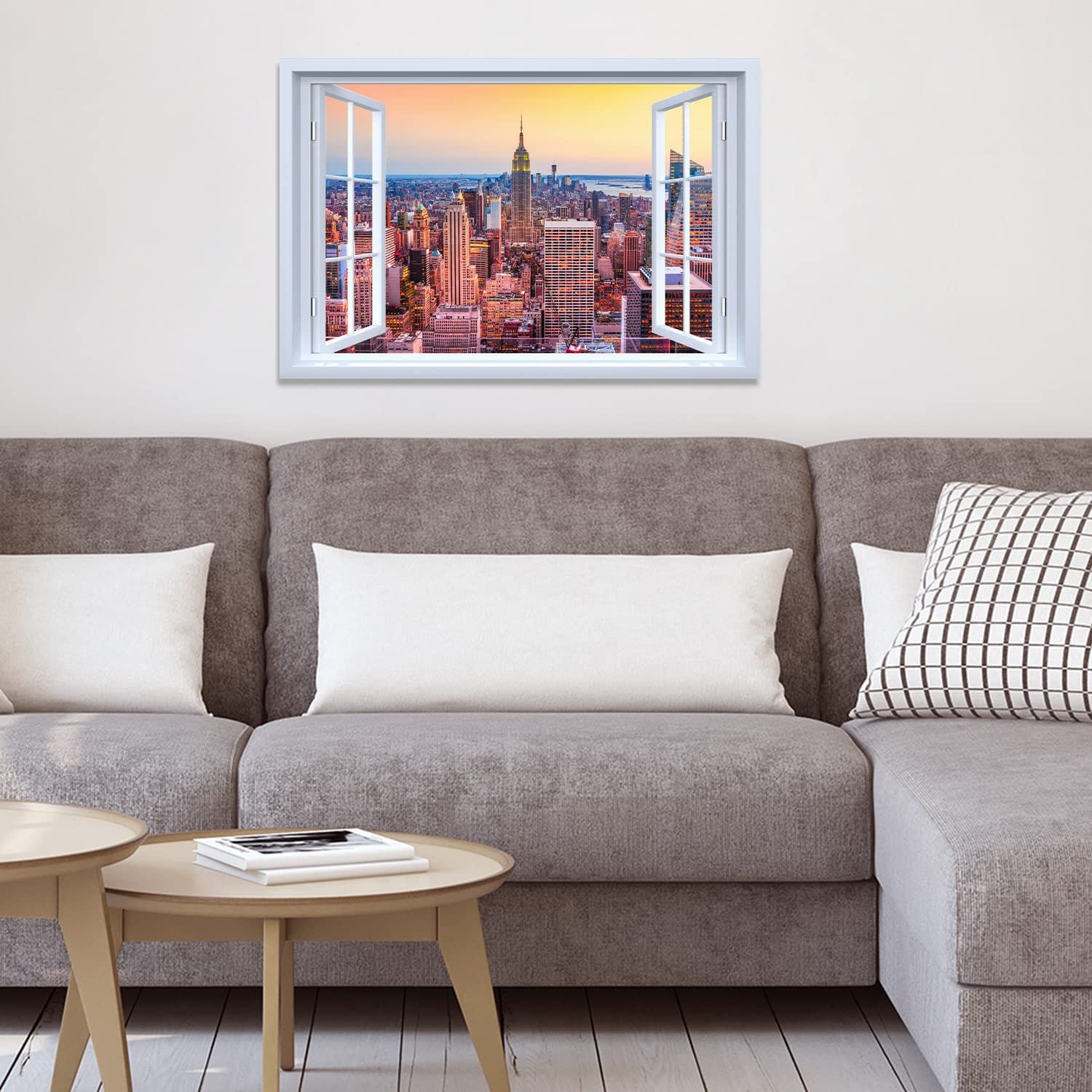 Tableau En Verre Trempé VA Art-Glass - Skyline Manhattan - Taille Au Choix - Bleu