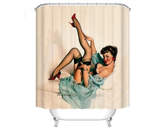 Vintage pin-up Girls Shower Curtains Retro pin-up Girls Themed Bathroom Decor Waterproof Polyester Fabric Shower Curtain