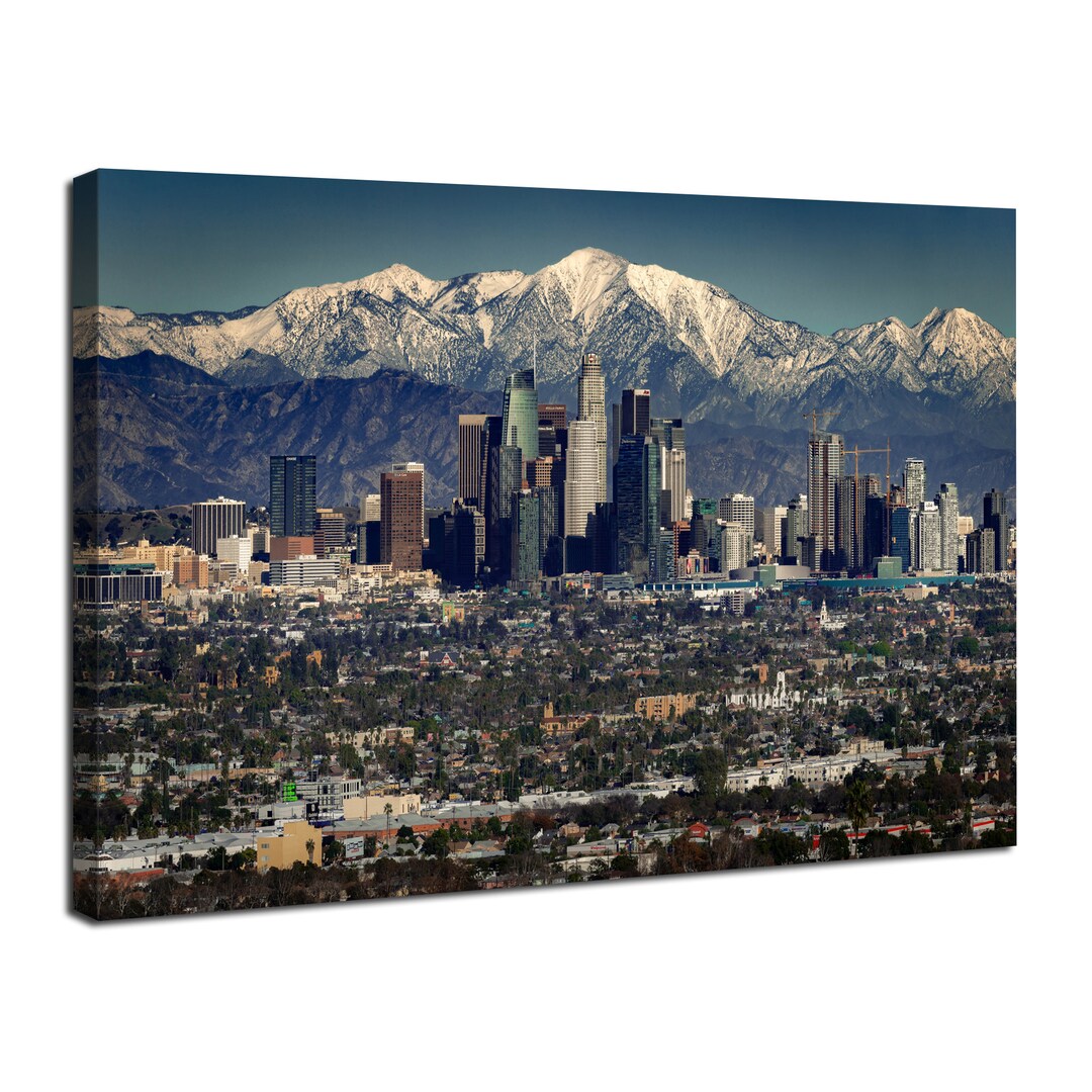 Los Angeles Skyline Wall Art, California Snow Mountains Scenery