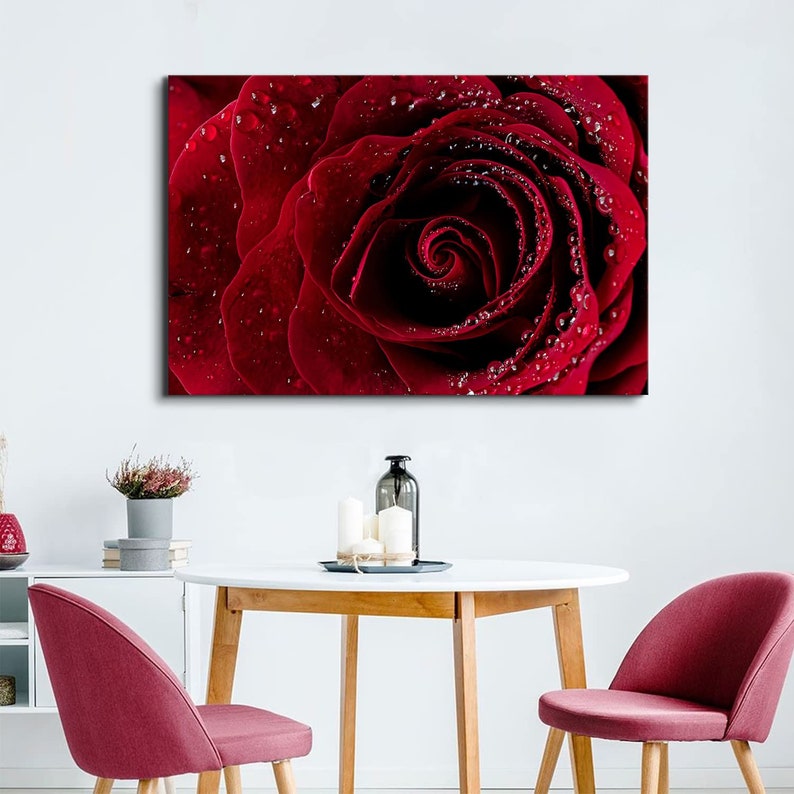 Large Rose Canvas Wall Art Red Rose Close up Wall Decor for Women ...