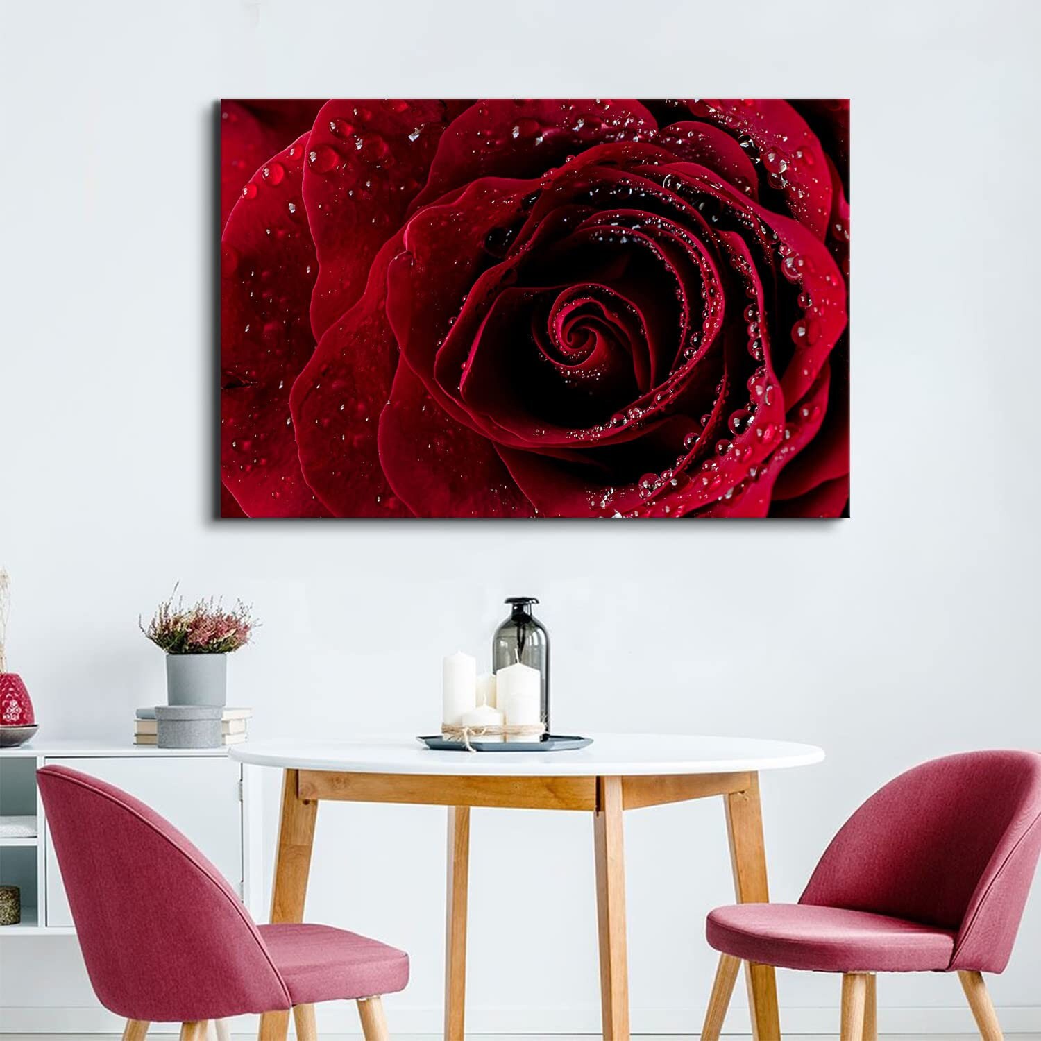 Large Rose Canvas Wall Art Red Rose Close up Wall Decor for Women ...