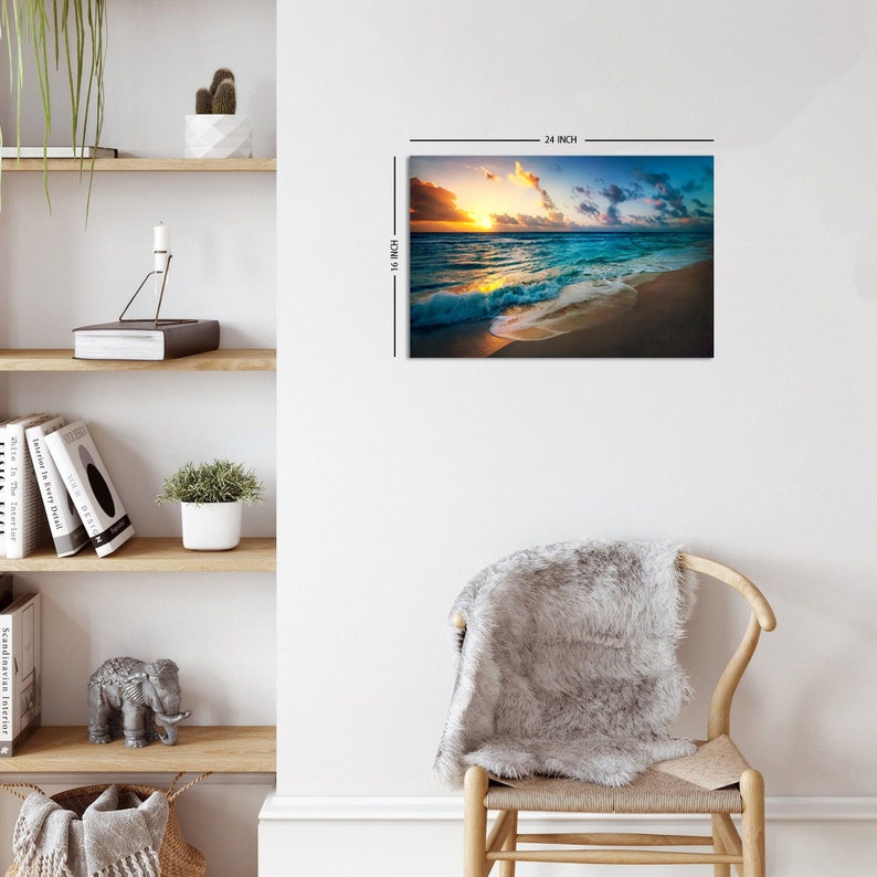 Beach Wall Art Living Room Decor Sunset Ocean Landscape Canvas Print ...
