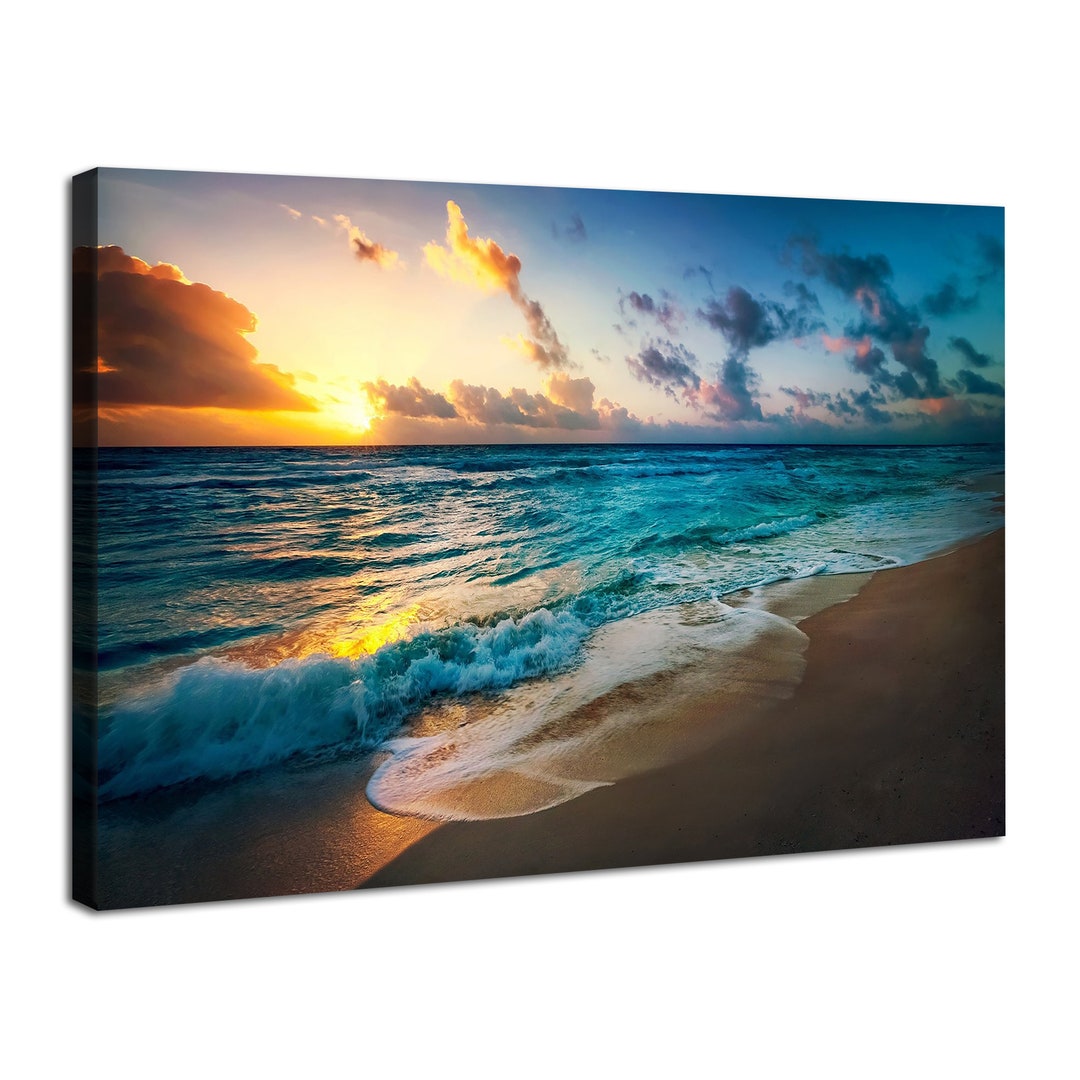 Beach Wall Art Living Room Decor Sunset Ocean Landscape Canvas Print ...
