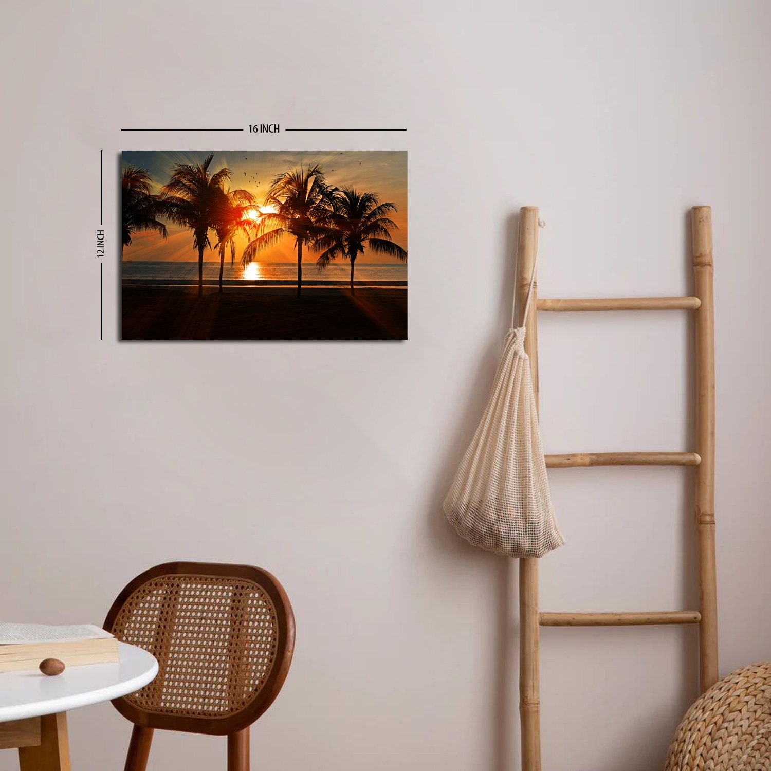 Beach Wall Art Sunset Seascape Canvas Picture Palm Tree Landscape ...