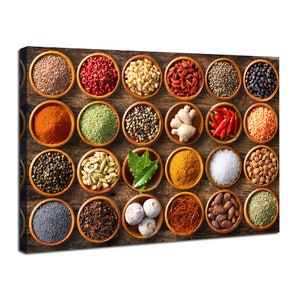 Spices Canvas Wall Art Kitchen Wall Decor Colorful Spices Prints Pictures Dining Room Restaurant Decor Food Spices Wall Art Farmhouse Decor