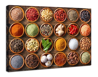Spices Canvas Wall Art Kitchen Wall Decor Colorful Spices Prints Pictures Dining Room Restaurant Decor Food Spices Wall Art Farmhouse Decor