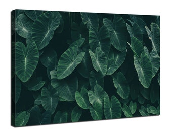 Tropical Green Leaves Canvas Wall Art Abstract Botanical Decor Tropical Plant Prints Pictures Dark Green Leaf Poster for Bedroom Living Room