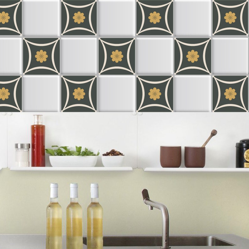 Suelo Vinilo Autoadhesivo Pegatinas Para Azulejos 20x20 Cm - 24 Unidades | Decoración De Pared Para Baño Y Cocina, Fácil De Colocar Pegatinas Para Baño Y Cocina Re-COVERTILES
