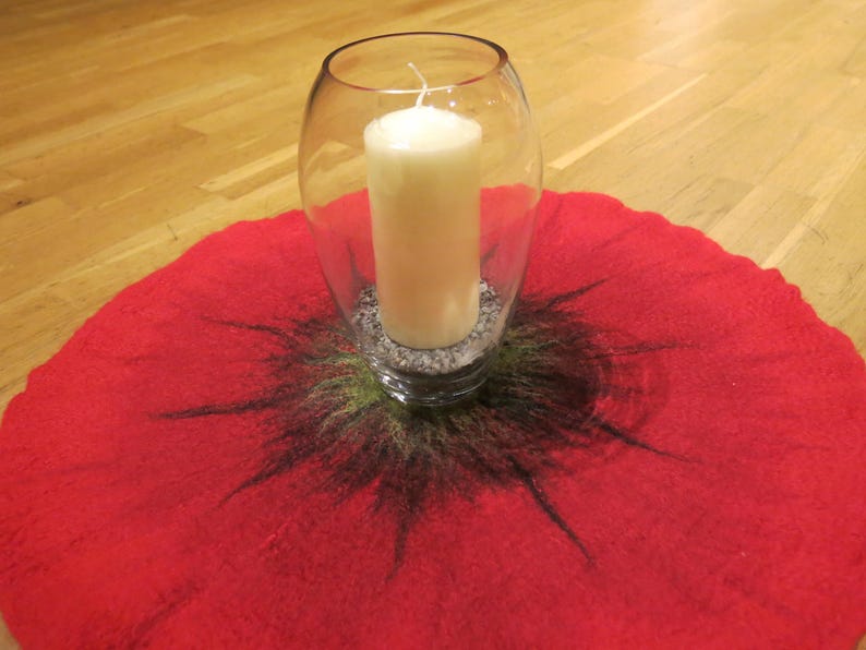 Felt blanket, poppy, altar cloth, blossom, centerpiece, table decoration, wall decoration, ritual blanket, accessories for group leaders, singing circle leaders, therapists image 8