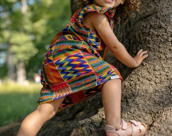 Abito africano da bambina | Vestito per bambina in tessuto wax print | Abito estivo per bambine | Abbigliamento etnico per bambini | Età 2-4 anni