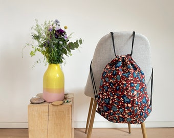 Yellow ||Simple unisex Gym Bag for adults & teens, Ideal as festival Backpack- made from african fabric