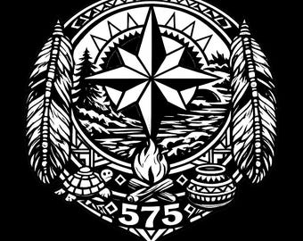 Lumbee Nation Pride PNG Datei, schwarz-weiß-Version
