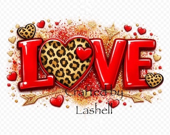 PNG-Datei. Valentinstag. Liebe. Geparden Print
