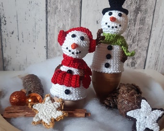 Eierwärmer-Paar  Schneemann und Schneefrau, gehäkelt, Winter, Weihnachten