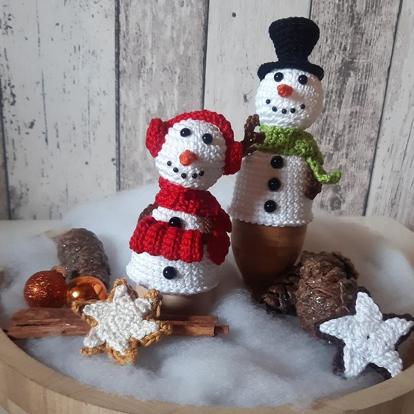 Eierwärmer-Paar  Schneemann und Schneefrau, gehäkelt, Winter, Weihnachten
