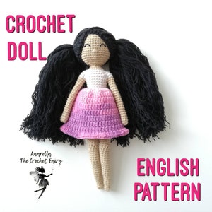 DIY one piece crochet doll pattern , PDF file.
