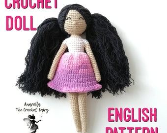 DIY one piece crochet doll pattern , PDF file.