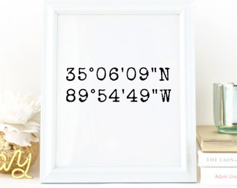 Personalized Coordinates Poster, Coordinates Sign, GPS Coordinates, Home Coordinates Sign, Custom Coordinates Poster with Latitude Longitude